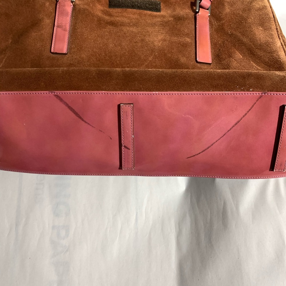 auth PRADA patent leather suede LAPTOP BAG w/damag - Picture 7 of 8